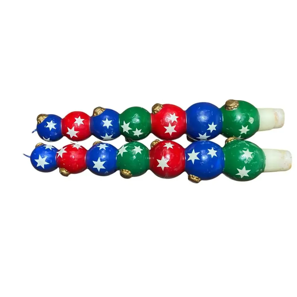 Department 56 (2) Vintage Christmas Taper Candles Colorful Ornament Stack